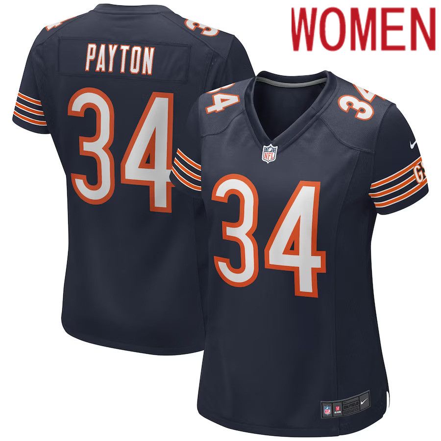 Women Chicago Bears #34 Walter Payton Nike Navy Game Retired Player NFL Jersey->women nfl jersey->Women Jersey